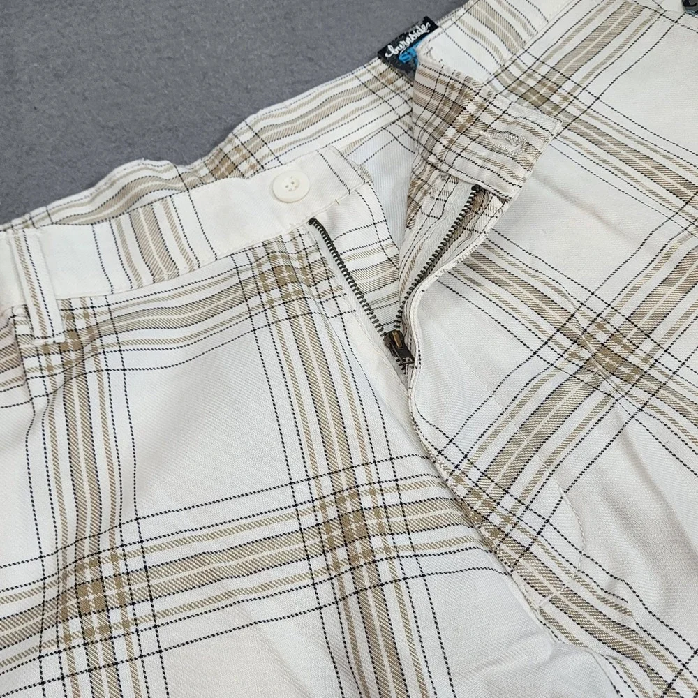 Burnside Plaid Shorts White‎ Tan Khaki JCBD9875H Mens 40 NEW